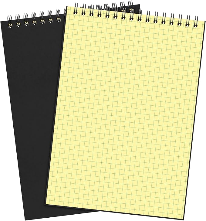 Engrowtic 2 Pack Graph Paper Spiral Notepad A5 Top Wirebound Notepad Grid by Engrowtic