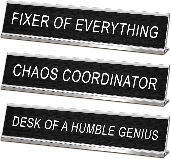 3 Pcs Chaos Coordinator Fixer of Everything Desk of a Humble Genius Funny Desk by SINKAA