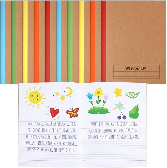 Henoyso 10 Pcs Primary Composition Notebook 9 3/4 x 7 1/2 Inch Kids Journal, Back to School Supplies, K-2 Primary Writing Notebook for Kids Student Draw and Write Story Journal (Bright Color)-DeskLoop Office