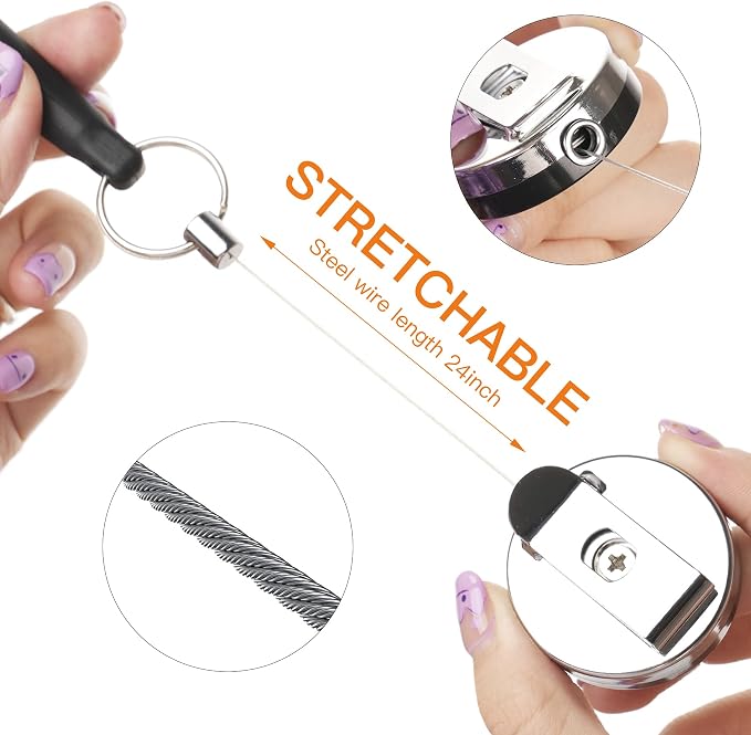 4 Pieces Heavy Duty Retractable Pull Pen Pencil Holder, Ideal Grip - Image 4