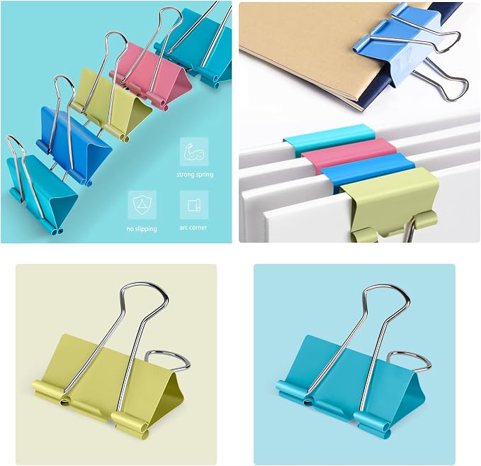 Ufmarine Medium Binder Clips 1.25 inch Length, Colorful Paper Clips Medium - Image 7