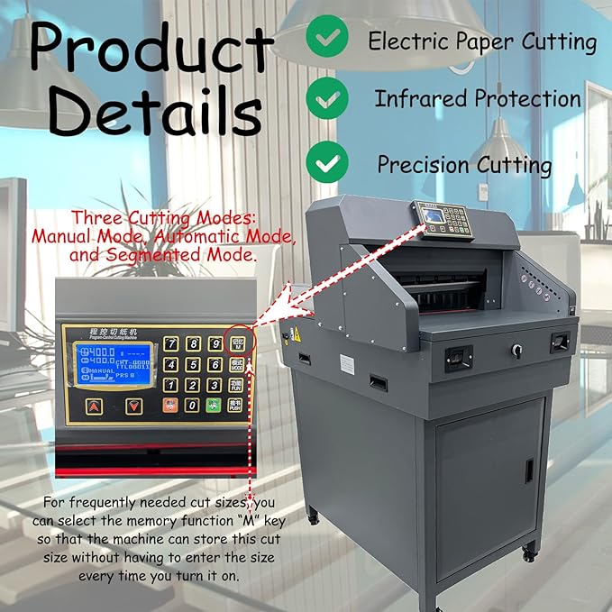 18in/46cm Width Electric Paper Cutter Guillotine Industrial Paper Trimmer with Program Control Heavy Duty Commercial Stack Cutter for Office/Printing-DeskLoop Office