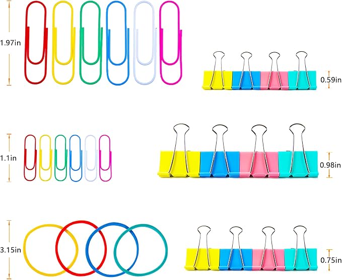 Paper Clips Binder Clips, Colored Office Clips Set - Image 3