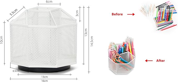 Exerz Desk Organiser/Mesh Desk Tidy Candy/Pen Holder/Multifunctional Organiser 360 Rotating-DeskLoop Office