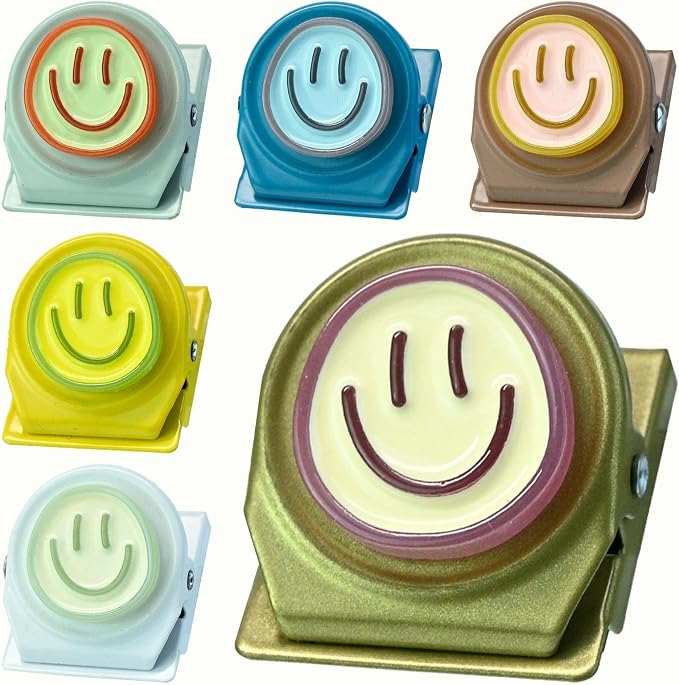 6Pcs Happy Face Heavy Duty Magnetic Clips by Eunoir