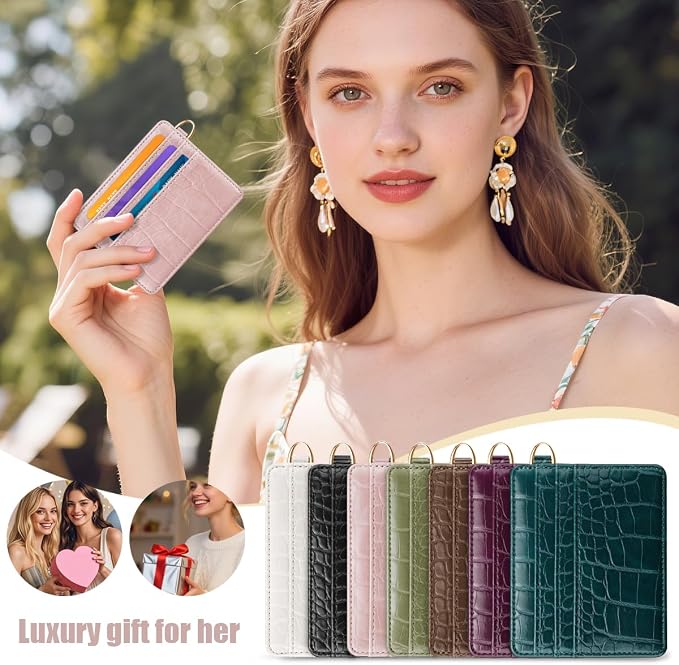 Slim Credit Card Holder Crocodile Wallet Women Thin Alligator Wallets RFID - Image 7