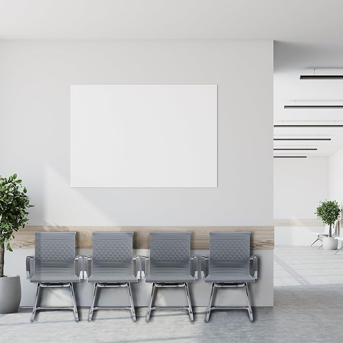 Office Guest Reception Chairs Set of 4 - Modern PU Leather Mid Back Conference Room Chairs for Waiting Room, Desk - Grey-DeskLoop Office