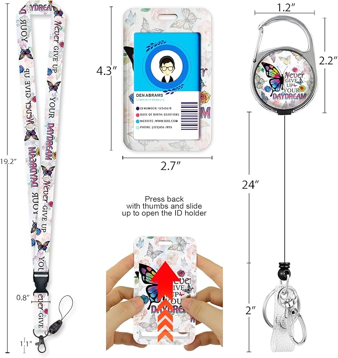 Butterfly Flower Lanyards for Id Badges, Cute ID Badge Holder - Image 4