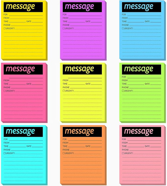 Geyee 9 Pieces Telephone Message Sticky Notes Pads 4 x 5 Inch Assorted Neon by Geyee