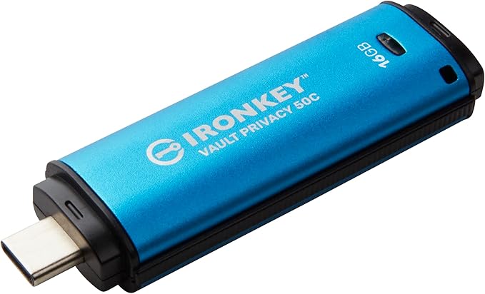 Kingston Ironkey Vault Privacy 50 USB-C 16GB Flash Drive | FIPS 197 Certified | XTS-AES 256-bit | BadUSB and Brute Force Protection | Mult-Password Option | IKVP50C/16GB-DeskLoop Office