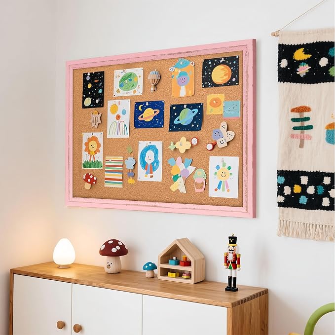Cork Board Bulletin Board, Decorative Pin Board, Wall Mounted, - Image 8