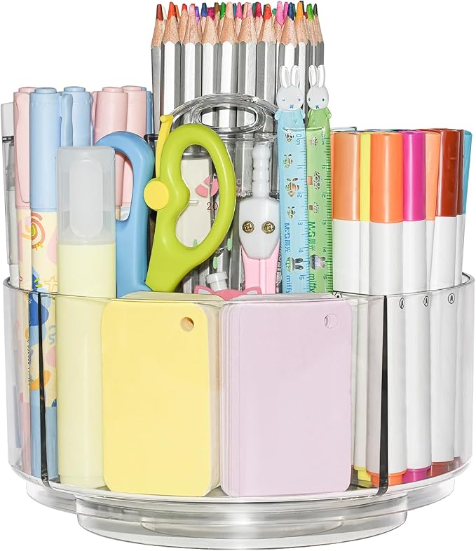 JIKIOU Acrylic Pen Holder, 360-Degree Rotating Pen Holder by JIKIOU