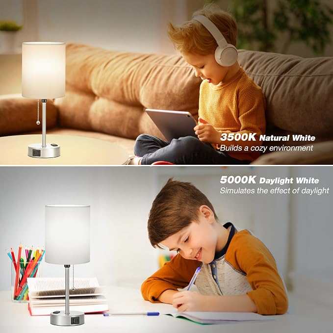White Bedside Lamp for Bedroom - Image 7