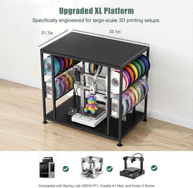 Large 3D Printer Stand with Filament Storage Heavy Duty Metal 3D Printer Table - Image 7