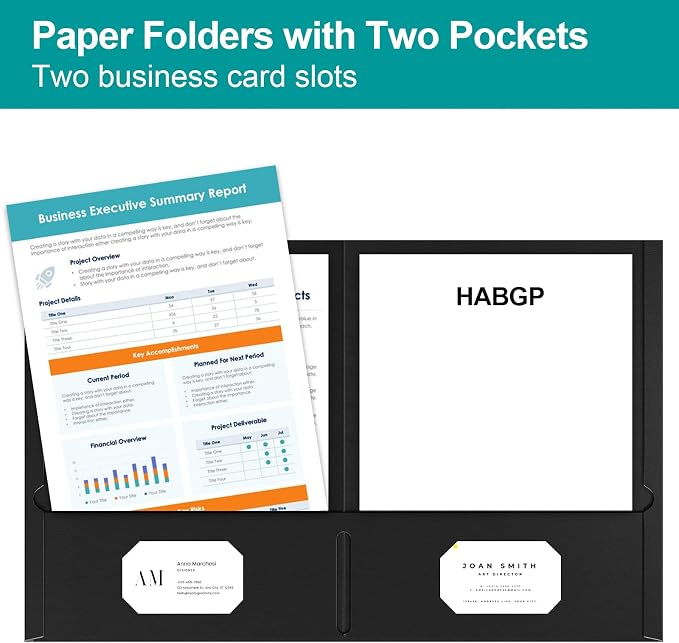 HABGP Two Pocket Folders, 100 Pack 2 Pocket Folders Fit Letter Size Paper - Image 3