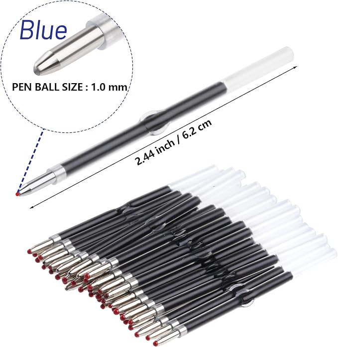 jiebor 100Pcs Beadable Pens Refills Ballpoint Pens Refills Blue Ink 1.0mm - Image 3