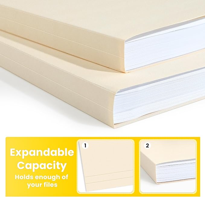 SUNEE File Folders, 30 Pack Manilla Folders 8.5 x 11, 1/2 Cut Tab - Image 5