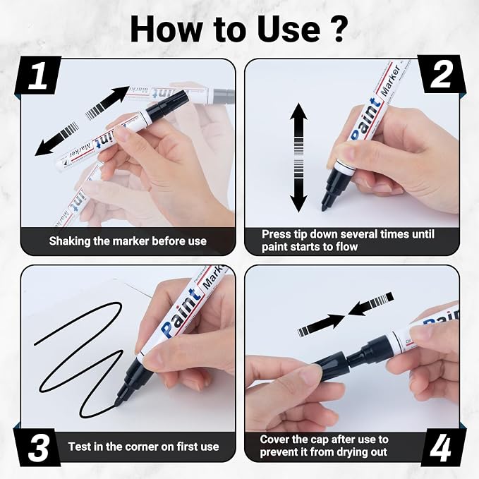 Paint Markers 4 Colors Oil Based Paint Pens – Gold, Fabric – Waterproof Quick - Image 8