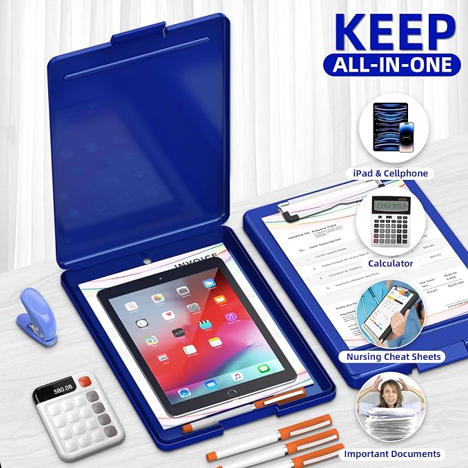 Clipboard with Storage, Plastic Storage Nursing Slim Clipboard with Low Profile - Image 3