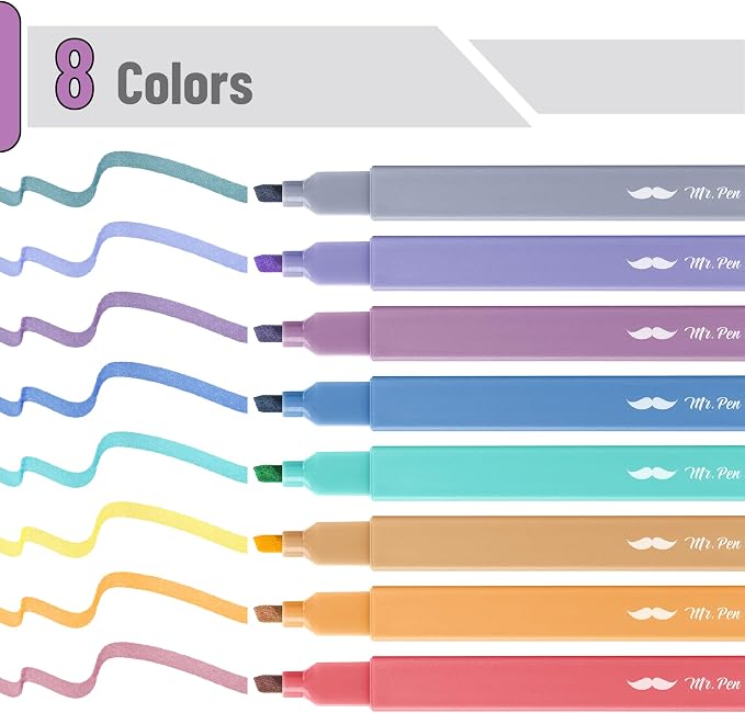 Mr. Pen- Aesthetic Highlighters No Bleed, 8 Pack, Cute Highlighters Assorted - Image 2