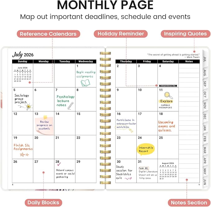 Planner 2026-2027, Academic Monthly and Weekly Calendar Planner - Image 2