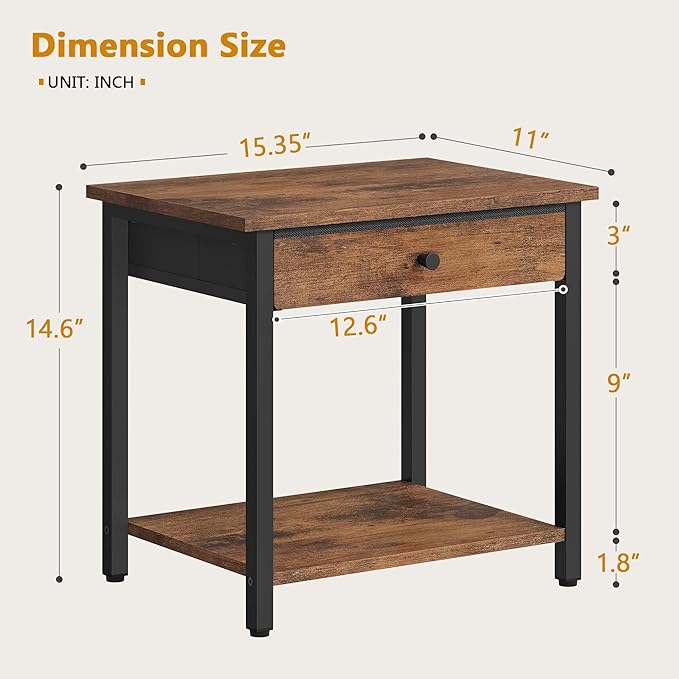 Gewudraw Printer Stand with Storage Drawer, 2-Tier Under Desk Printer Table - Image 2