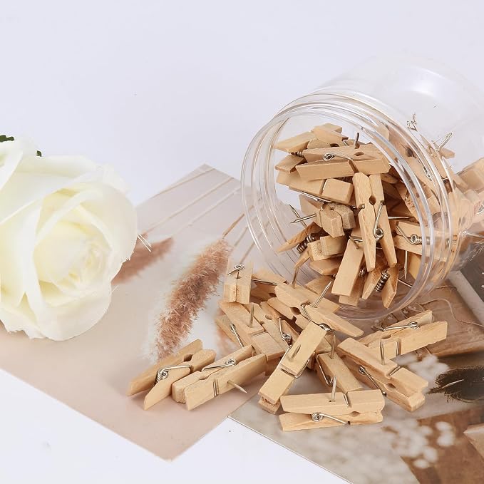 100-Pack Wooden Push Pins for Bulletin Board | Durable Cork Board Clips - Image 4