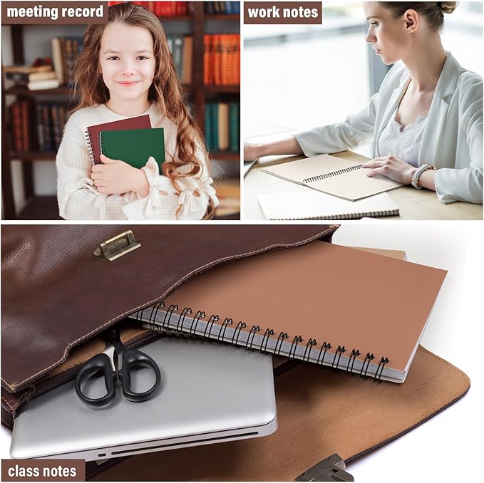 Fuutreo 12 Pcs Spiral Notebook for Work A5 8.3 x 5.7 Inch College Ruled Spiral Journal Notebook Kraft Cover Ruled Paper, 12 Color, 60 Sheets, 120 Pages for Office School(Business Color)-DeskLoop Office