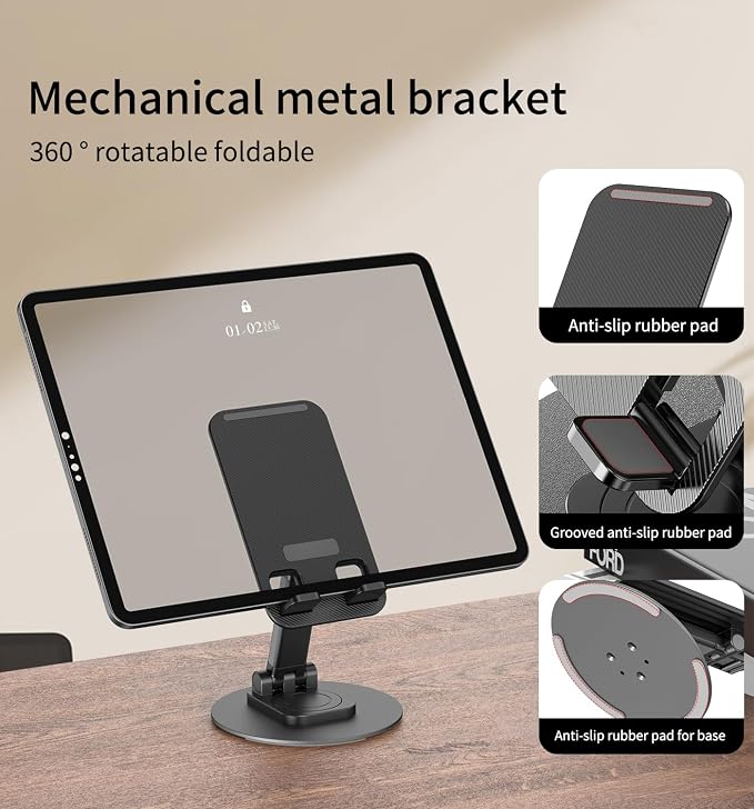 360° Rotating Cell Phone Stand for Desk, Adjustable & Foldable Phone Holder - Image 4