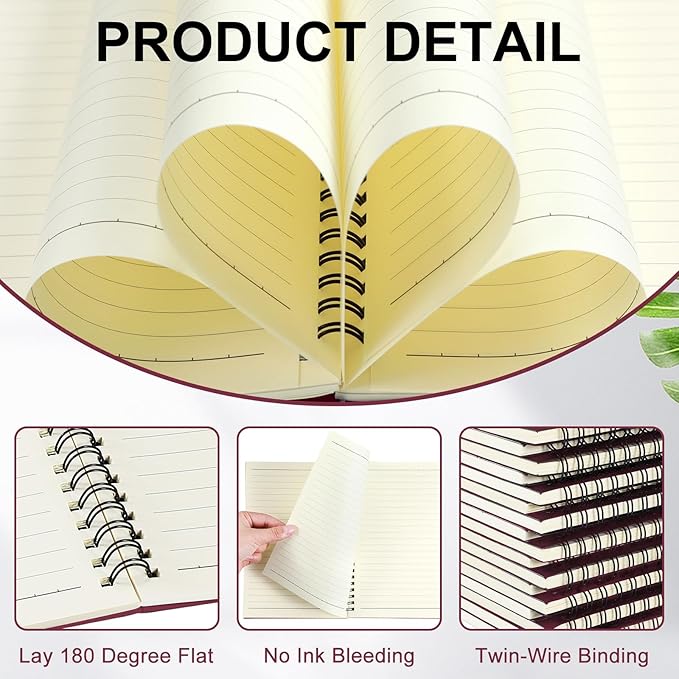 Yahenda 18 Pcs Spiral Notebook Bulk A5 Journal Lined 8.3'' x 5.5'' Writing Composition Paper Small Notepad Subject Notebook for Students Office Business Back to School Supplies (Wine Red)-DeskLoop Office