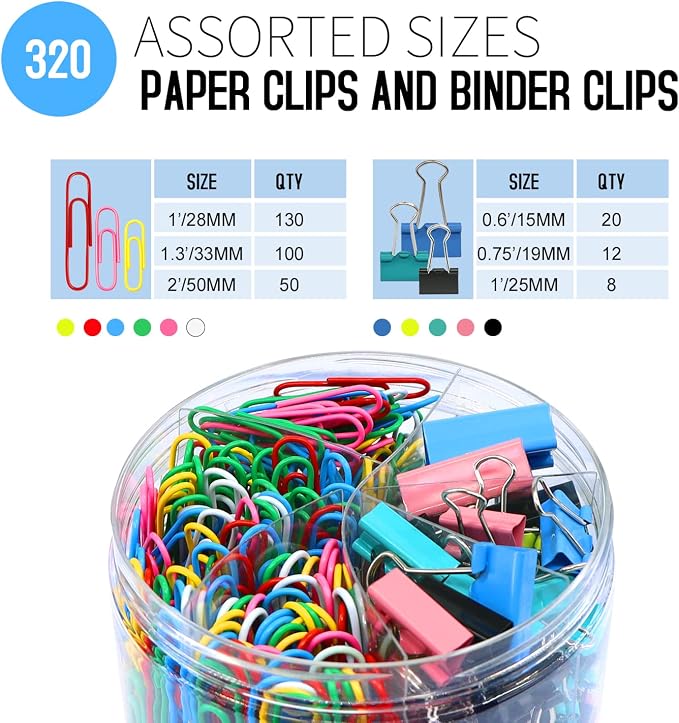 Paper Clips Binder Clips Set, Paperclips Large Medium and Small - Image 2