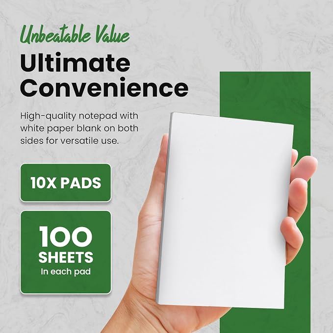 KitchenDine 10 Pack Note Pads 4x6 | 100 Sheets Per Memo Pad | Server Note Pads - Image 2