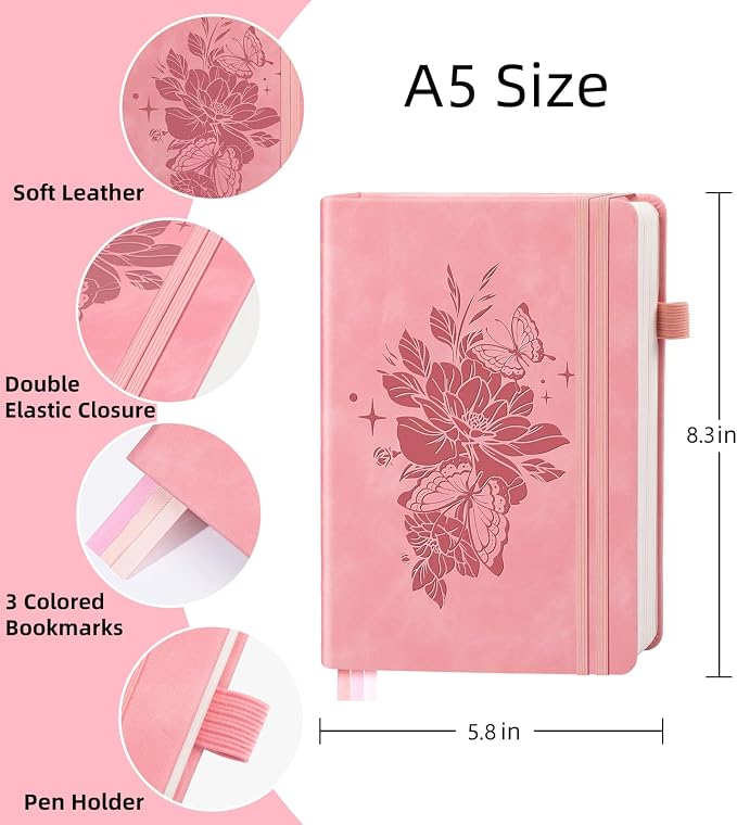 Lined Journal Notebook 365 Pages, A5 Leather Journals - Image 2