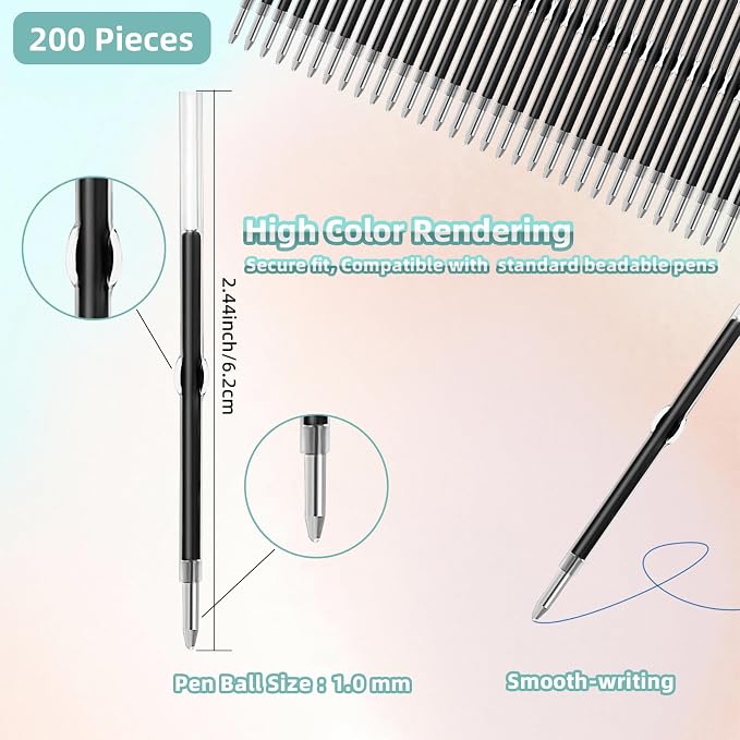 200 Pack Beadable Pens Refills Bulk - Image 2