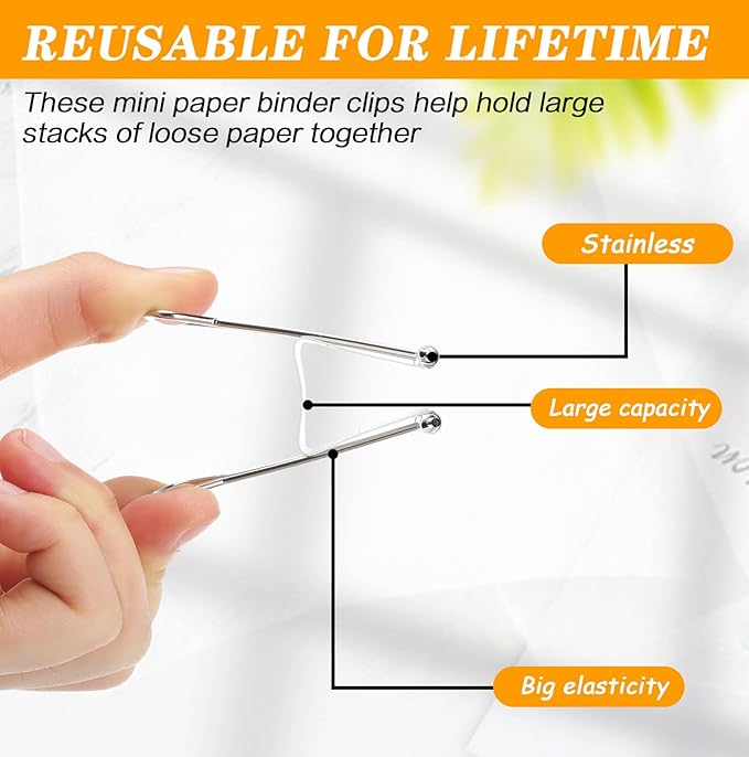 Jetec 200 Pcs 1.25in/32mm White Metal Binder Clips Bulk Medium Reusable Fold Back Binder Clips Paper Clamps Spring Steel Sturdy for Home School Office Supplies-DeskLoop Office