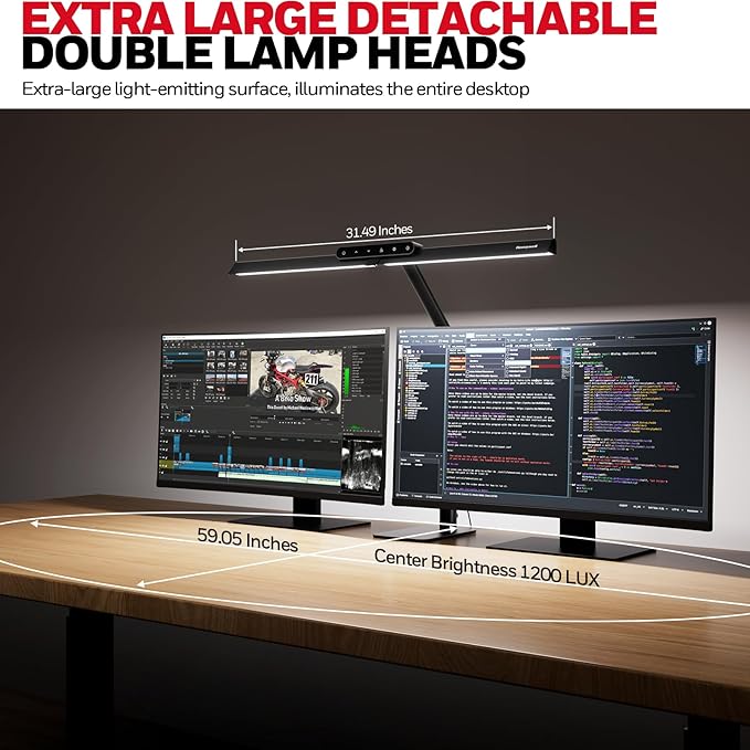 Honeywell LED Desk Lamp with Base - HJ1BK Sunturalux Eye-Caring Architect Desk Lamp for Home Office, 1200LM Computer Desk Light 4 Color Modes Stepless Dimming Task Desk Light with Timer Function Black-DeskLoop Office