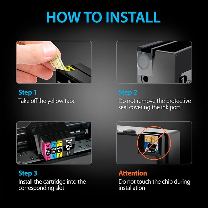 Smart Ink Compatible Ink Cartridges Replacement for HP 952XL 952 XL 4 Combo Pack (Black, Cyan/Magenta/Yellow) to use with HP OfficeJet Pro 8710 7740 8720 8715 8210 8703 OfficeJet 8702 Printers-DeskLoop Office