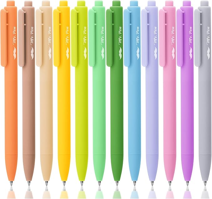 Mr. Pen- Retractable Gel Pens, 12 Pack, Vintage Ink, Fine Point 0.7mm | Fast Dry by MrPen