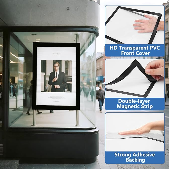 NUITPY 5 Pack Magnetic Sign Holder, 8.5in x 11in Self Adhesive Wall Mount - Image 4