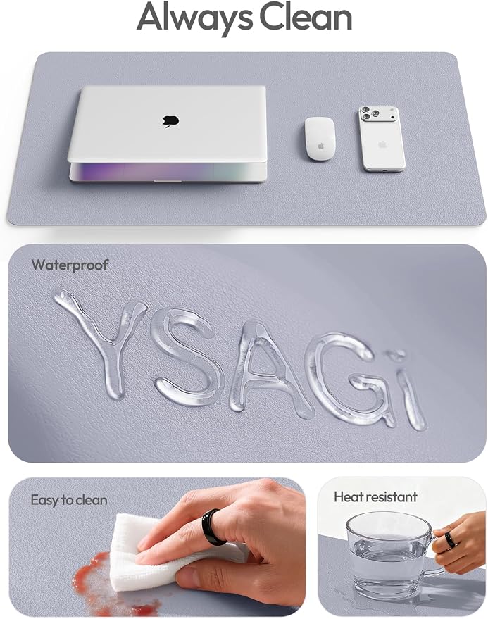 YSAGi Leather Desk Pad Protector, Office Desk Mat, Large Mouse Pad, Non-Slip PU - Image 8