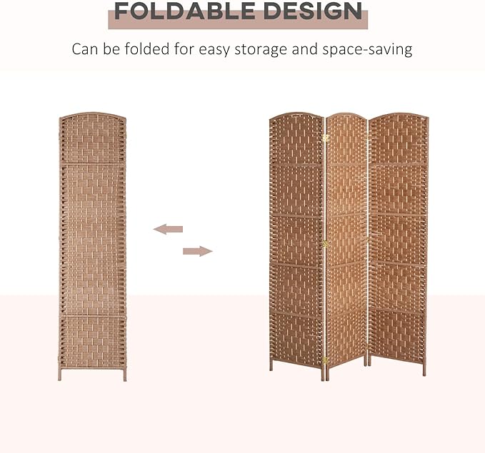 NicBex Room Divider 3 Panel Room Dividers with Wicker Weave Design Partition Room Dividers and Folding Privacy Screens 6 FT Wall Divider for Office, Room Separation,53.25"W x 0.75"D x 70.75"H, Natural-DeskLoop Office