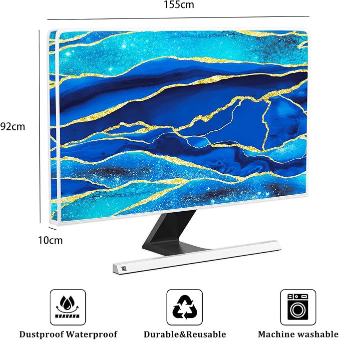 Baocicco Royal Blue Marble Waterproof TV Cover 65 Inch Creative Design Monitor - Image 2