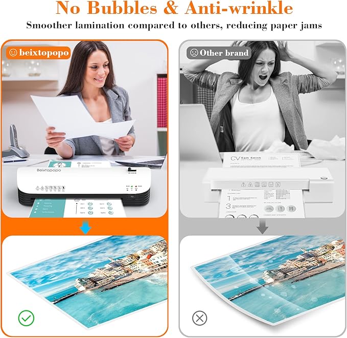 Laminator Machine, 9 Inch Thermal Laminater, Beixtopopo A4/A5/A6 Personal Laminator Machine with Laminating Sheets, 6 in 1 Heating Laminate Machine for Home School Office, Silent-DeskLoop Office