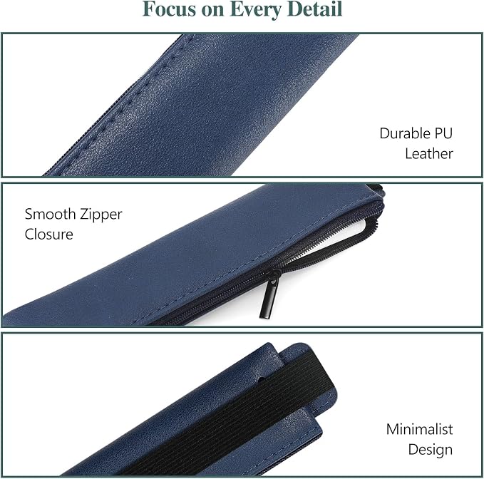 MoKo Elastic Pen Holder for Notebook, 4 Pieces PU Leather Pencil Case - Image 4