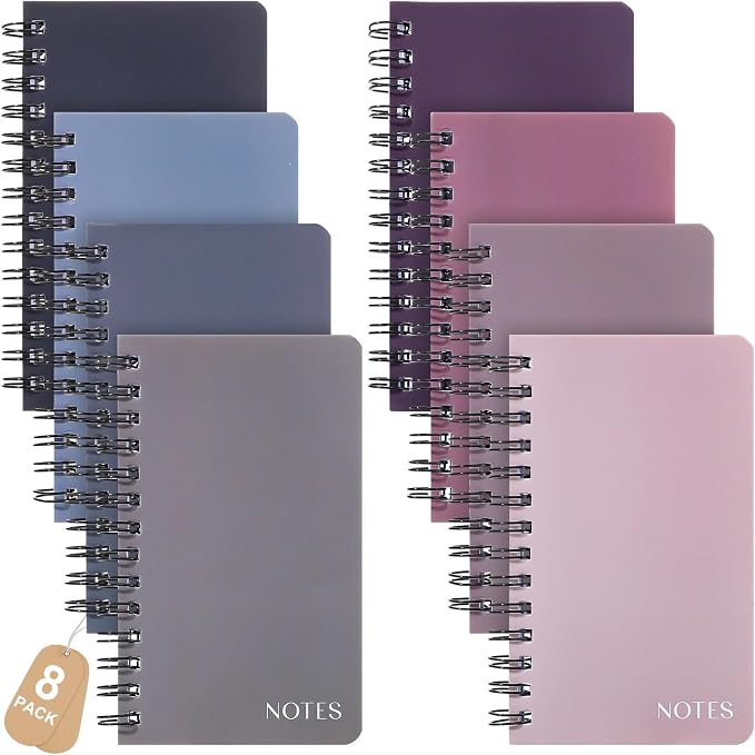 Thboxes 8 Pack Pocket Notebook, 3x5 Small Spiral Notebooks by Thboxes