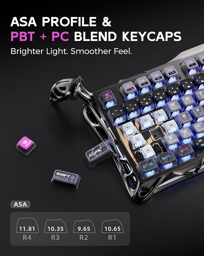 GravaStar Mercury K1 Pro Wireless Mechanical Gaming Keyboard, 75% Layout RGB Custom Keyboard, Electroplated Glossy Frame, Hot-Swappable Linear Switches – Cyberpunk Edition-DeskLoop Office