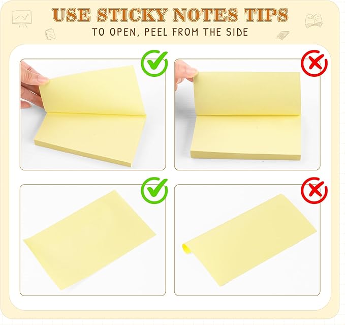 (16 Pack) Large Sticky Notes 3x5 in Yellow, 1600 Pcs Self-Stick Pads, Clean Removal, 100 Sheets/Pad Super Adhesive Sticky Pads Recyclable for Notebook, Meeting, Office, Shool, Home-DeskLoop Office