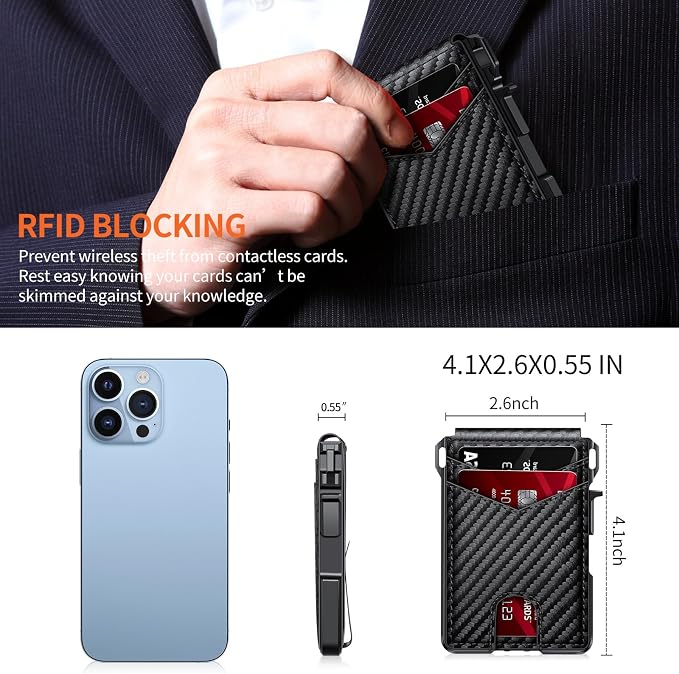 ZALVEX Wallet for Men, Mens Minimalist Wallet 9-13 Cards, Slim Compact Wallet - Image 7