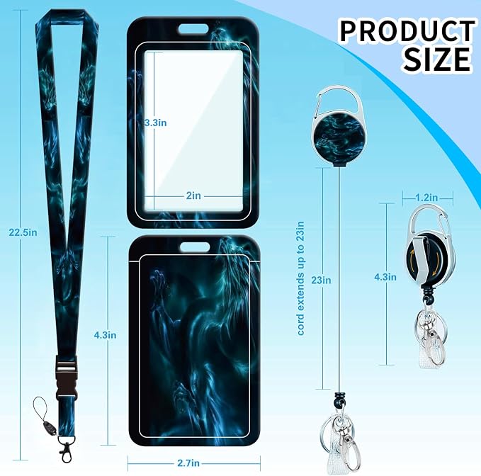 Badge Lanyard and ID Badge Holder, Retractable Badge Reels - Image 2