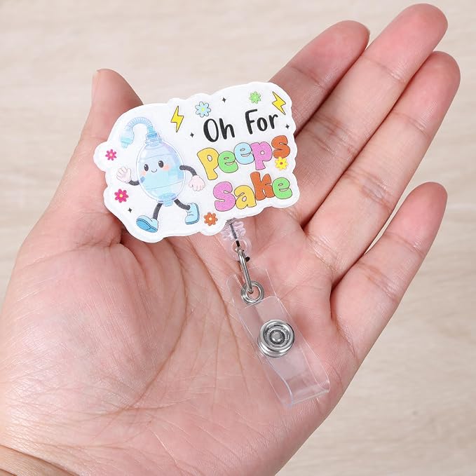 Oh for Peeps Sake Funny Nurse Badge Reel, Cute Ambu Bag RT Retractable ID Badge - Image 2